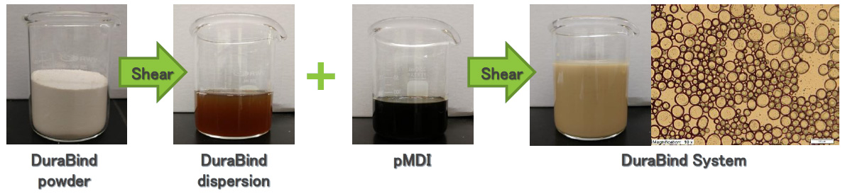DuraBindとpMDIのエマルション形成
